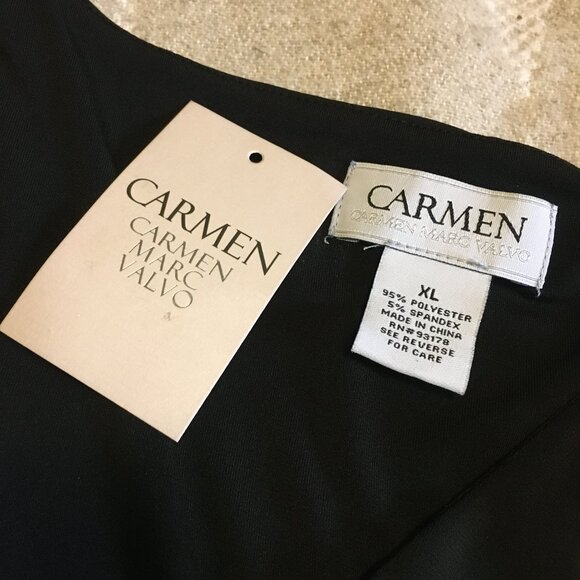 NWT Carmen Marc Valvo Black Grommet Shoulder Tie Hem Tank Top - Picture 9 of 15
